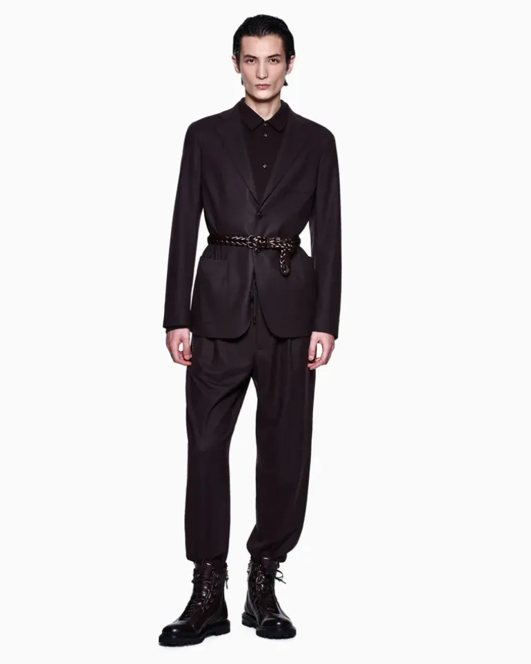 Einreihiger Regular Fit Blazer Kaschmir-Kollektion Braun