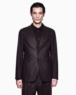 Einreihiger Regular Fit Blazer Kaschmir-Kollektion Braun