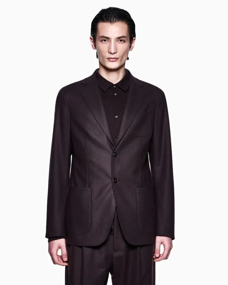 Einreihiger Regular Fit Blazer Kaschmir-Kollektion Braun