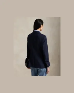 Einreihiger Stretch-Wollblazer Blue