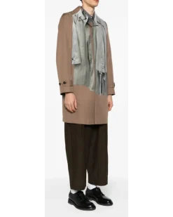 Einreihiger Trompe L'oeil Trenchcoat - Braun