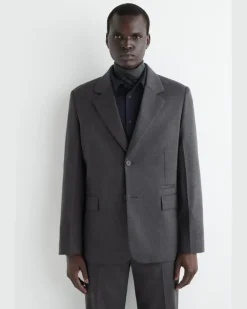 Einreihiger Wollblazer Grau