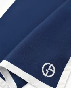 Einstecktuch aus Seide mit Logo Blau