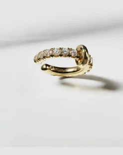 Einzelner Ear Cuff aus 18kt Gelbgold mit Diamanten