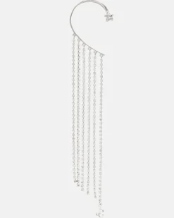 Einzelner Ear Cuff mit Kristallen Silber