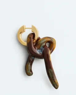 Einzelner Knot Ohrring-Braun - Damen