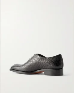 Elkan Croc-Effect Leather Oxford Shoes Brown