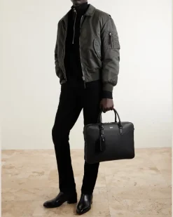 Elliot Full-Grain Leather Briefcase Black