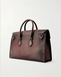 E'Mio Full-Grain Leather Briefcase Brown