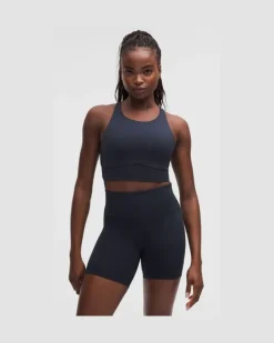 Energy Hochgeschlossener Longline-BH Evolve, Mittlerer Halt für B–D-Cups für Frauen – Größe in True Navy