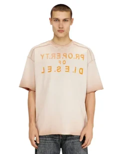 Entspanntes Baumwoll-T-Shirt mit Print vorne und hinten - T-Shirts - Herren - Beige