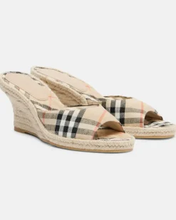 Espadrille-Wedges Burberry Check Beige