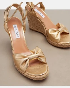 Espadrille-Wedges Carina aus Metallic-Leder Gold