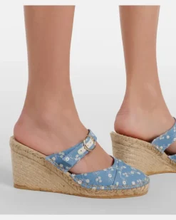 Espadrille-Wedges Farah aus Denim Blau