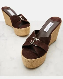 Espadrille-Wedges Leda 100 mit Veloursleder Braun