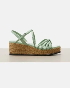 Espadrille-Wedges Nyra aus Leder GrüN