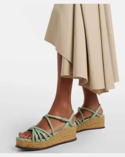 Espadrille-Wedges Nyra aus Leder GrüN