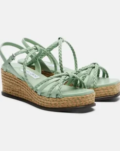 Espadrille-Wedges Nyra aus Leder GrüN