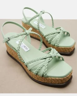 Espadrille-Wedges Nyra aus Leder GrüN