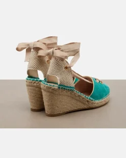 Espadrille-Wedges Resort aus Veloursleder Blau