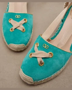 Espadrille-Wedges Resort aus Veloursleder Blau