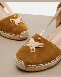 Espadrille-Wedges Resort aus Veloursleder Braun
