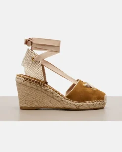 Espadrille-Wedges Resort aus Veloursleder Braun