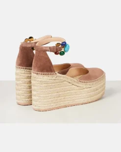 Espadrille-Wedges Shanti 100 aus Veloursleder Braun