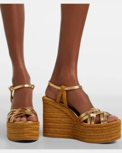 Espadrille-Wedges VLogo 120 aus Leder Gold