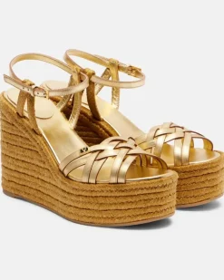 Espadrille-Wedges VLogo 120 aus Leder Gold