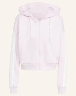 Essentials 3-Streifen French Terry Kapuzenjacke pink Weiss