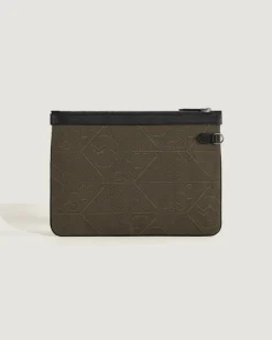 Etui aus 4810 Jacquard - Khaki - Stoff und Leder - MB220262 - Taschenaccessoires