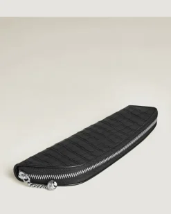 Etui für 1 Schreibgerät aus Leder mit Krokoprägung - Schwarz - Leder - MB220484 - Schreibgeräteetuis