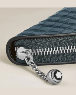 Etui für 1 Schreibgerät aus Leder mit Krokoprägung - Samtblau - Leder - MB220485 - Schreibgeräteetuis