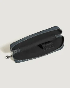 Etui für 1 Schreibgerät aus Leder mit Krokoprägung - Samtblau - Leder - MB220485 - Schreibgeräteetuis