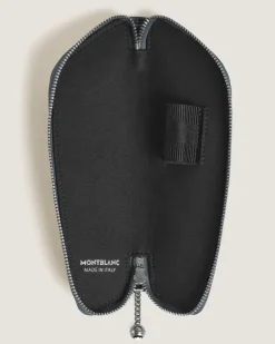 Etui für 1 Schreibgerät aus Leder mit Krokoprägung - Samtblau - Leder - MB220485 - Schreibgeräteetuis