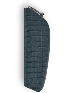 Etui für 1 Schreibgerät aus Leder mit Krokoprägung - Samtblau - Leder - MB220485 - Schreibgeräteetuis