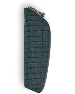 Etui für 1 Schreibgerät aus Leder mit Krokoprägung - Samtblau - Leder - MB220485 - Schreibgeräteetuis