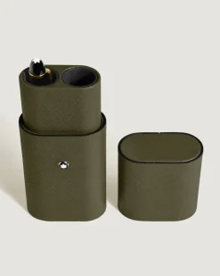 Etui für 2 Schreibgerät aus Sartorial Leder - Khaki - Leder - MB222342 - Schreibgeräteetuis