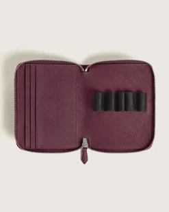 Etui für 5 Schreibgerät mit Reißverschluss aus Sartorial Leder - Cassis - Leder - MB199384 - Schreibgeräteetuis
