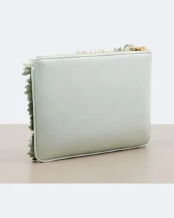 Etui Small aus Leder mit Kristallen GrüN