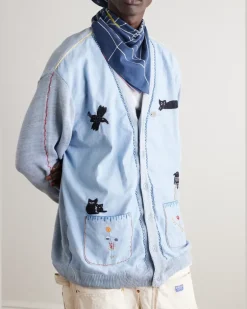 Fastcolor Printed Selvedge Cotton-Voile Bandana Blue