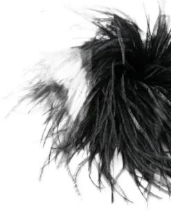 feather-embellished brooch - Schwarz