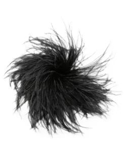 feather-embellished brooch - Schwarz