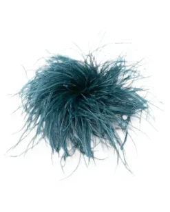 feather-trim brooch - Blau