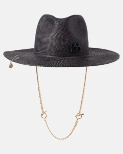 Fedora-Hut aus Stroh Schwarz