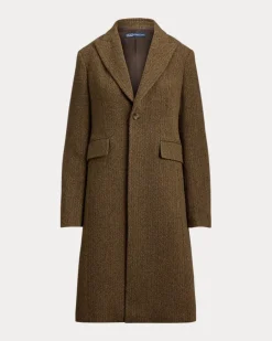 Fischgratmantel aus Wollmischung Brown