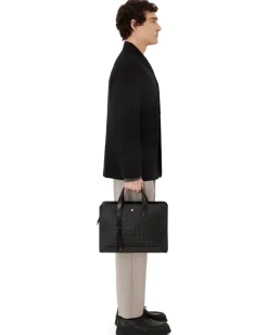 Flache Schreibmappe aus Extreme Leder - Schwarz - Leder - MB129962 - Dokumententaschen