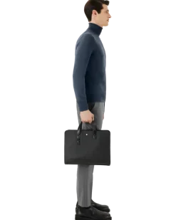 Flache Schreibmappe aus Extreme Leder - Schwarz - Leder - MB129962 - Dokumententaschen