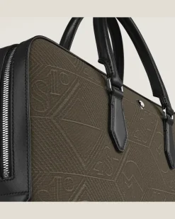 Flache Schreibmappe aus 4810 Jacquard - Khaki - Stoff und Leder - MB220256 - Dokumententaschen